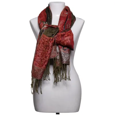 Sjal (Rød, Flerfarvet) fra Pashmina Silke