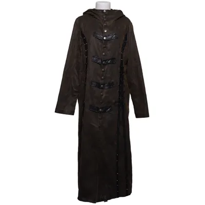 Coat (Brown, Black) from Punkrave Cotton, Leather, Polyester