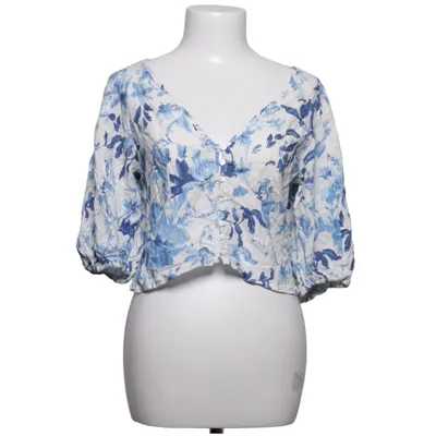 Top (White, Blue) from H&M Premium Quality Linen, Viscose