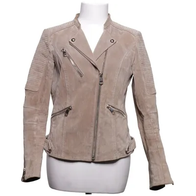 Bikerjack (Beige, Meerkleurig) van Johaug Leer, Polyester, Zijde