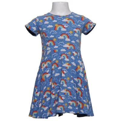 Jurk (Blauw, Meerkleurig) van Frugi Elastaan, Organisch katoen