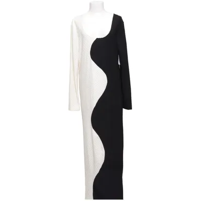 Maxikjole (Sort, Hvid) fra Bubbleroom Elastan, Polyester