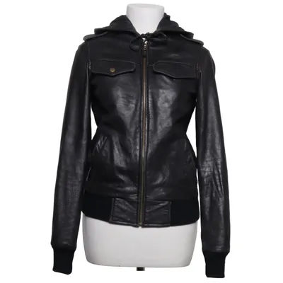 Leather jacket (Black) Acrylic, Cotton, Leather