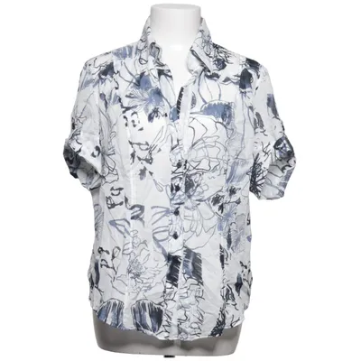 Chemise à manches courtes (Blanc, Bleu) de Nadine H Coton