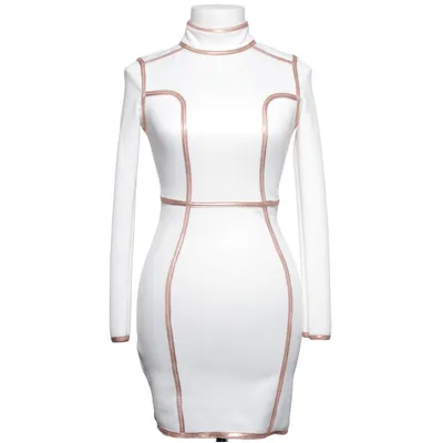Robe à col roulé (Blanc, Marron) de Rare London