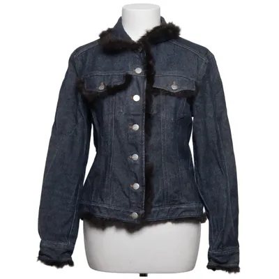 Veste en jeans fourrée (Bleu) de Savannah Coton, Fourrure de lapin
