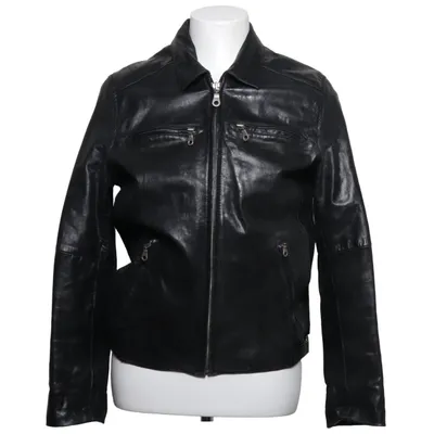 Leather jacket (Black) from Saki Collection Cotton, Leather, Polyester