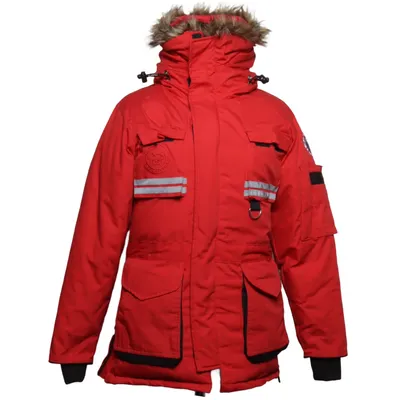Ski jacket (Red, Black) from First Slope Cotton, Down, Feather, Nylon, Polyester