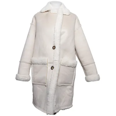 Shearling jas (Beige) van Amisu