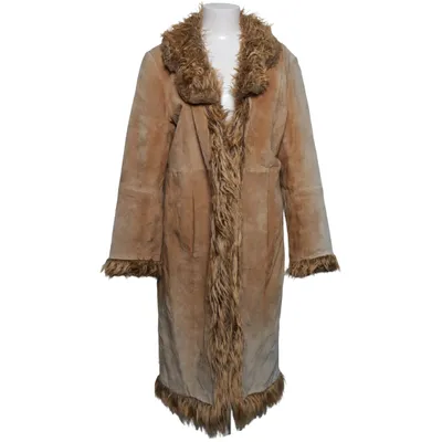 Læderfrakke (Beige) fra More Læder, Polyester