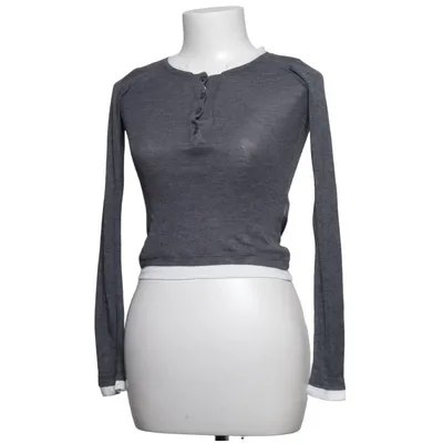 T-shirt manches longues (Gris, Blanc) de Pull & Bear Coton, Polyester