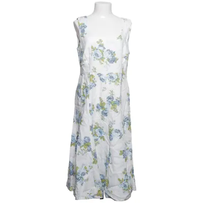 Dress (White, Multicolored) from Honey Bee Blue Linen, Polyester