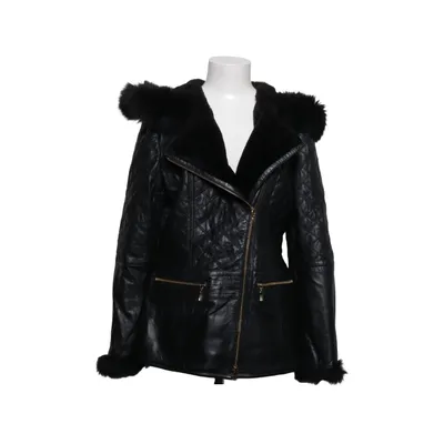Shearling jas (Zwart) van Elégance Bont, Leer, Polyester
