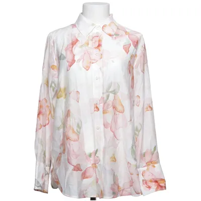 Shirt (White, Multicolored) from H&M Polyester, Acetate