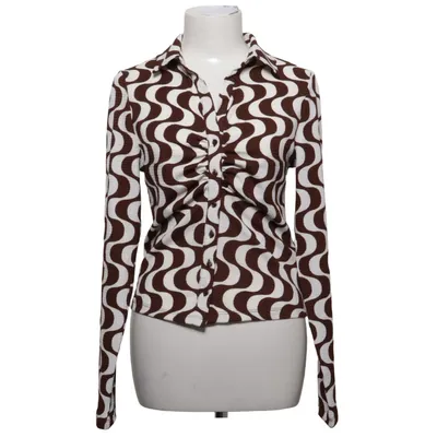 Blouse (Bruin, Wit) van Amisu Elastaan, Polyester