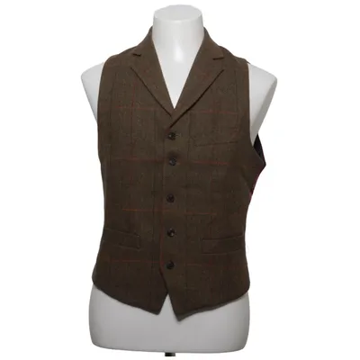 Suit vest (Brown) from Dobell Polyester, Wool