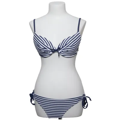 Bikini (Blue, White) from Queentex Elastane, Polyamide, Polyester