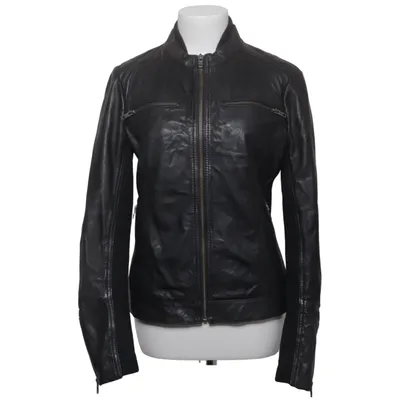 Läderjacka (Svart) från Mango Casual Sportswear Bomull, Skinn, Polyester