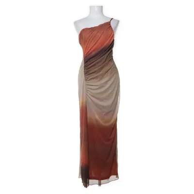 Maxikjole (Orange, Brun, Flerfarvet) fra Pull & Bear Elastan, Polyester