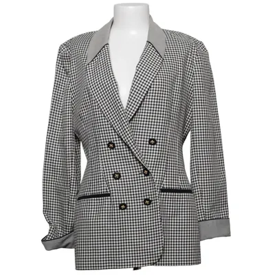Blazer (Black, White) from Casual Corner Polyester, Viscose