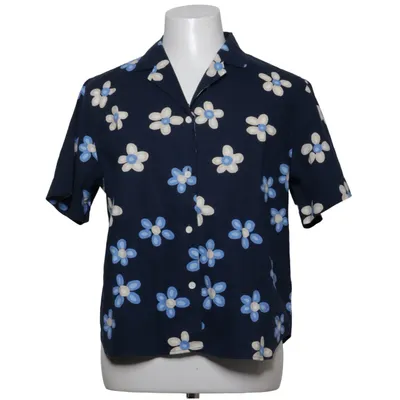 Kortærmet skjorte (Blå, Beige) fra Marimekko x Uniqlo Bomuld, Linned, Viscose