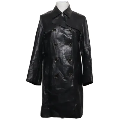 Ledermantel (Schwarz) von Gerard Darel Baumwolle, Leder, Polyester
