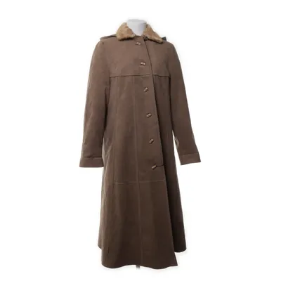 Läderkappa (Beige) Mocka, Minkpäls