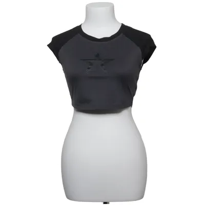 Crop top (Gray, Black) from Romwe Elastane, Polyester