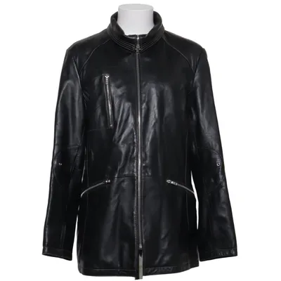 Leren jas (Zwart) van P.S Design Acryl, Leer, Polyester, Wol