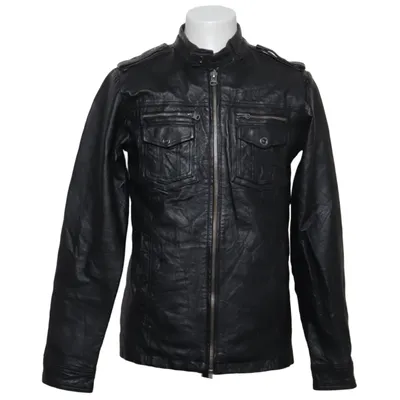 Läderjacka (Svart) från Barneys Originals Bomull, Skinn, Polyester