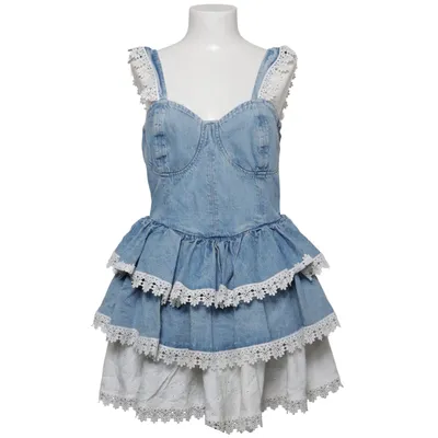 Denim jurk (Blauw, Wit) van ASOS Luxe Katoen, Polyester