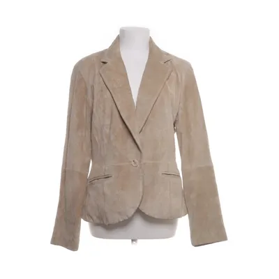 Läderkavaj (Beige, Grå) Skinn, Polyester, Mocka, Bomull