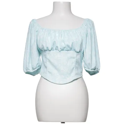 Crop top (Blå, Hvid) fra Gina Tricot Elastan, Polyester