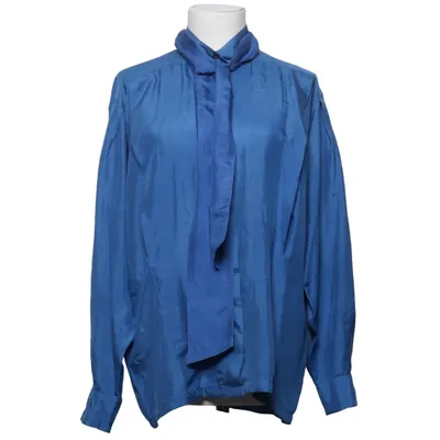 Pussy bow blouse (Blue) from Lecomte Silk