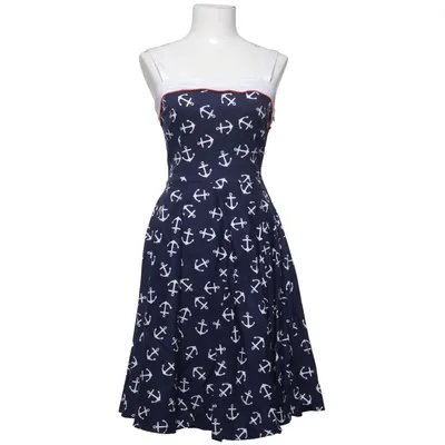 Kjole (Blå, Hvid) fra Pinup Couture Bomuld