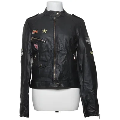 Biker jacket (Black) from Softy Outerwear Collection Polyester, Polyurethane, Viscose