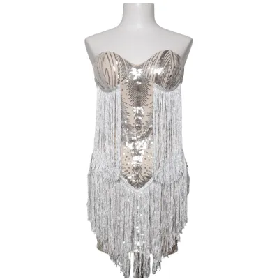 Cocktailkjole (Beige, Sølv) fra Miss Ord Elastan, Polyester