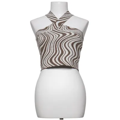 Neckholder Top (Braun, Beige) von Glassons Polyamid