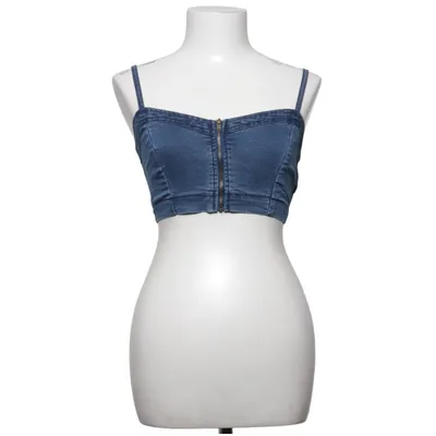 Crop top (Blue) from Bershka Denim Collection Cotton, Elastane, Polyester