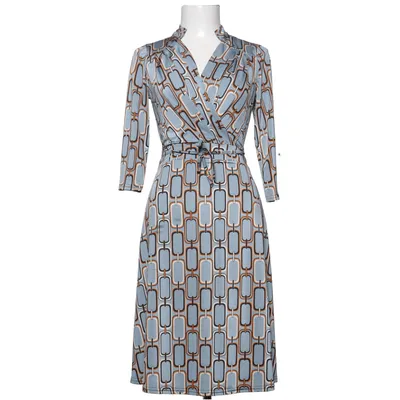 Klänning (Blå, Brun, Vit) från Stockholms Klänningsfabrik Elastan, Polyester