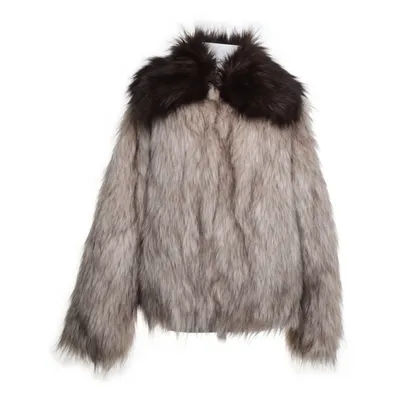 Vinterjakke (Beige, Sort) fra ASOS Akryl, Polyester, Kunstpels