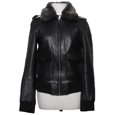 Leren jack (Zwart) van Oakwood Leer, Polyester