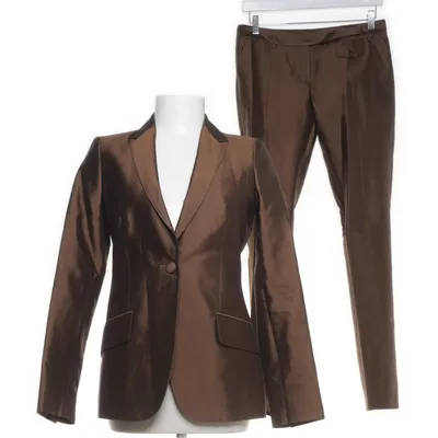 Jakkesæt (Brun) fra Massimo Dutti Bomuld, Silke, Viscose