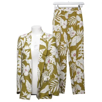 Set (Green, White) from Zara Linen, Viscose