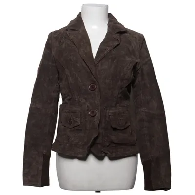 Leren blazer (Bruin) van Suzy Shier Leer, Polyester