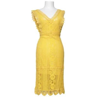Robe (Jaune) de Mango Suit Coton, Polyamide, Polyester, Viscose