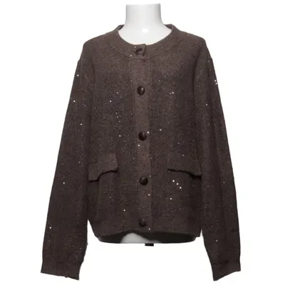Cardigan (Marron) de Signature Acrylique, Laine d'alpaga, Fibre métallique, Polyamide