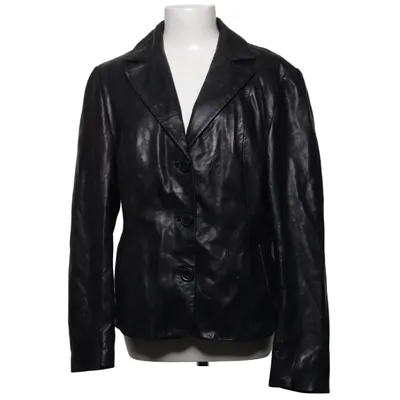 Leren blazer (Zwart) van Saki Collection