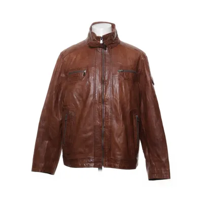 Läderjacka (Brun) från Engbers Bomull, Skinn, Polyester