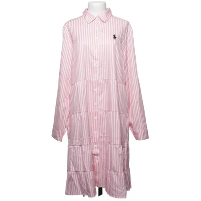 Shirt dress (Pink, White) Polyester
